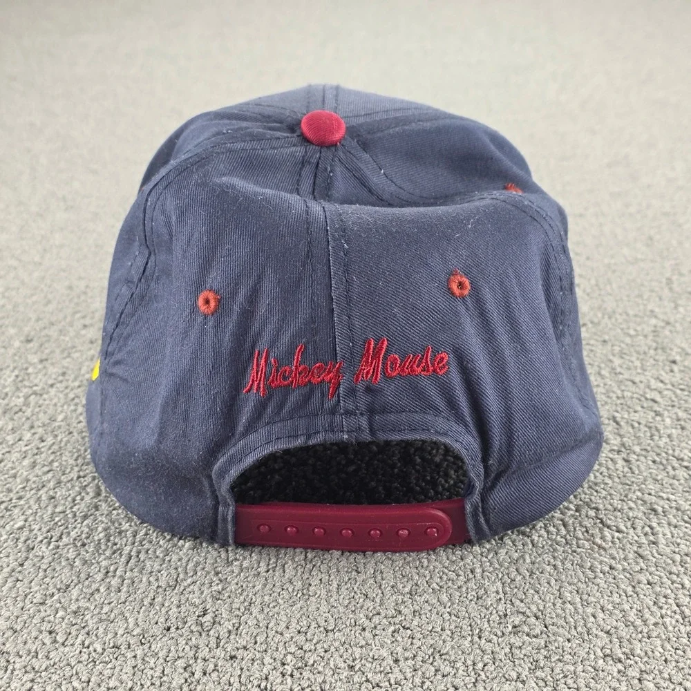Disney Mickey Mouse‎ Snapback Hat Mens Navy Red Vintage Embroidered OSFM